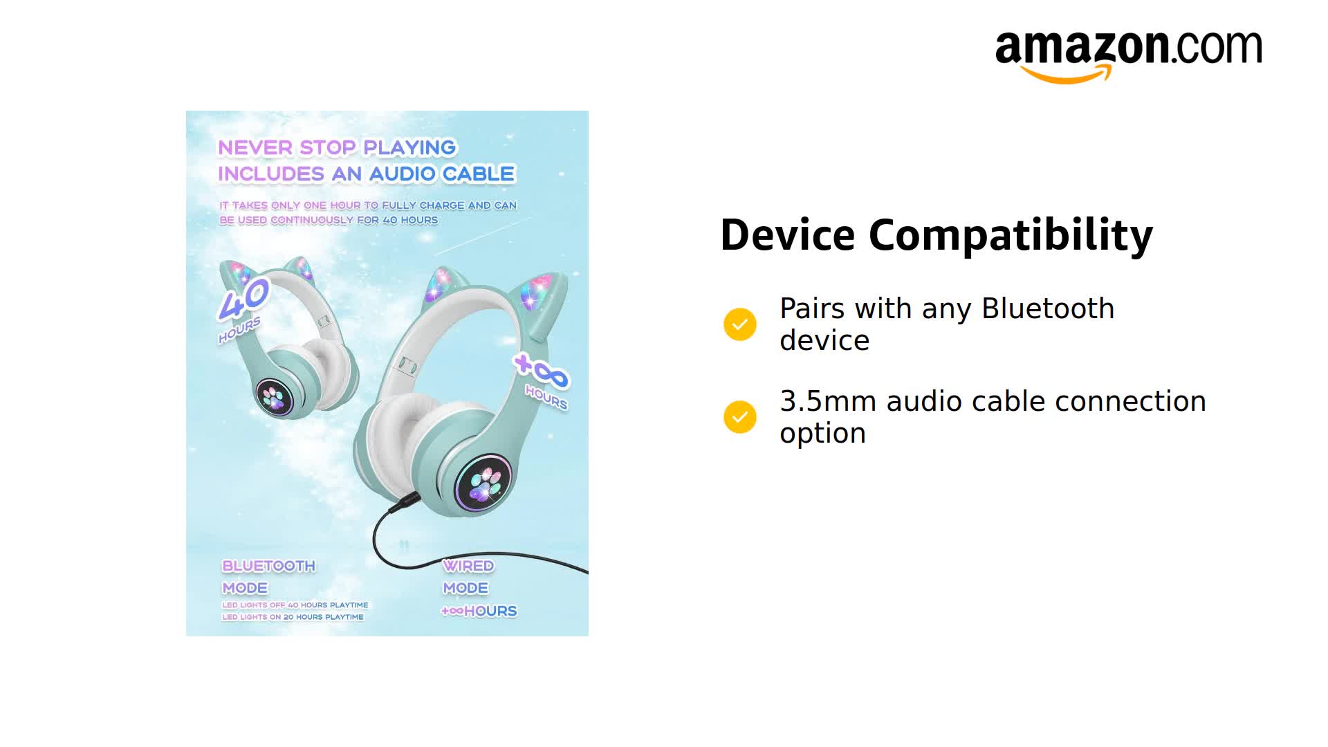 Amazon.com: CAT YOWU Wireless Headphones with Microphone, Over-Ear